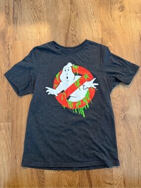 Hybrid Apparel Dark Gray Tee with Red & Neon Green GhostBusters 14-16Boy